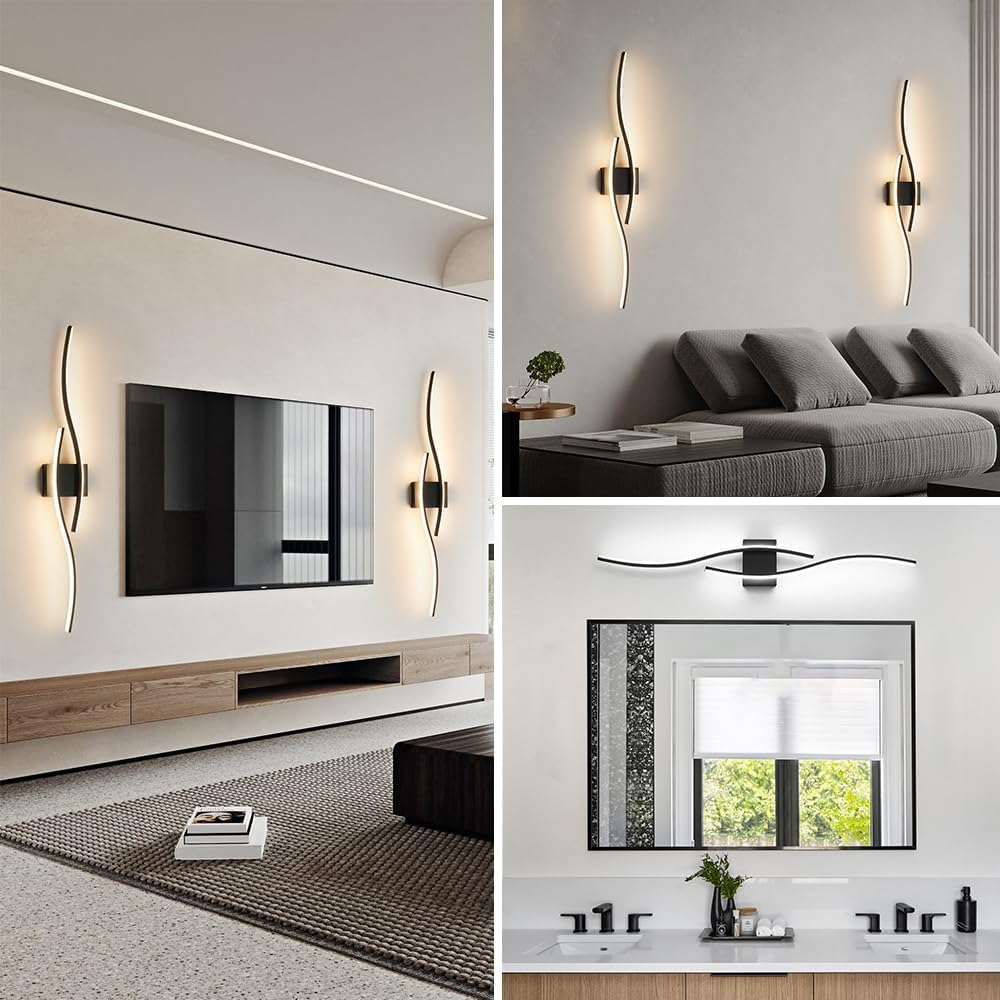 Black Vanity Lights Fixtures Over Mirror, Modern LED Bathroom Light Fixture with Remote Control, 3CCT Dimmable Bathroom Vanity Light 40.5 inch Wall Sconce Lighting for Bedroom, Living Room