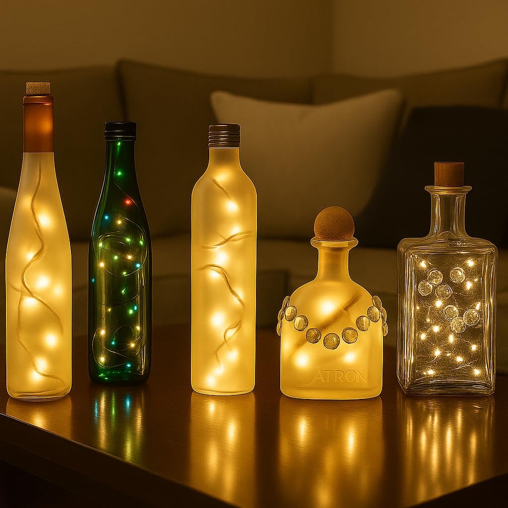 Novelty Lights 5.5 Feet 10 Bulb Clear Mini Light String on White Wire, Non-Connectable Incandescent Fairy Lights for Bottles and Crafts, 4" Bulb Spacing, 24" Lead, Stackable Fused Plug