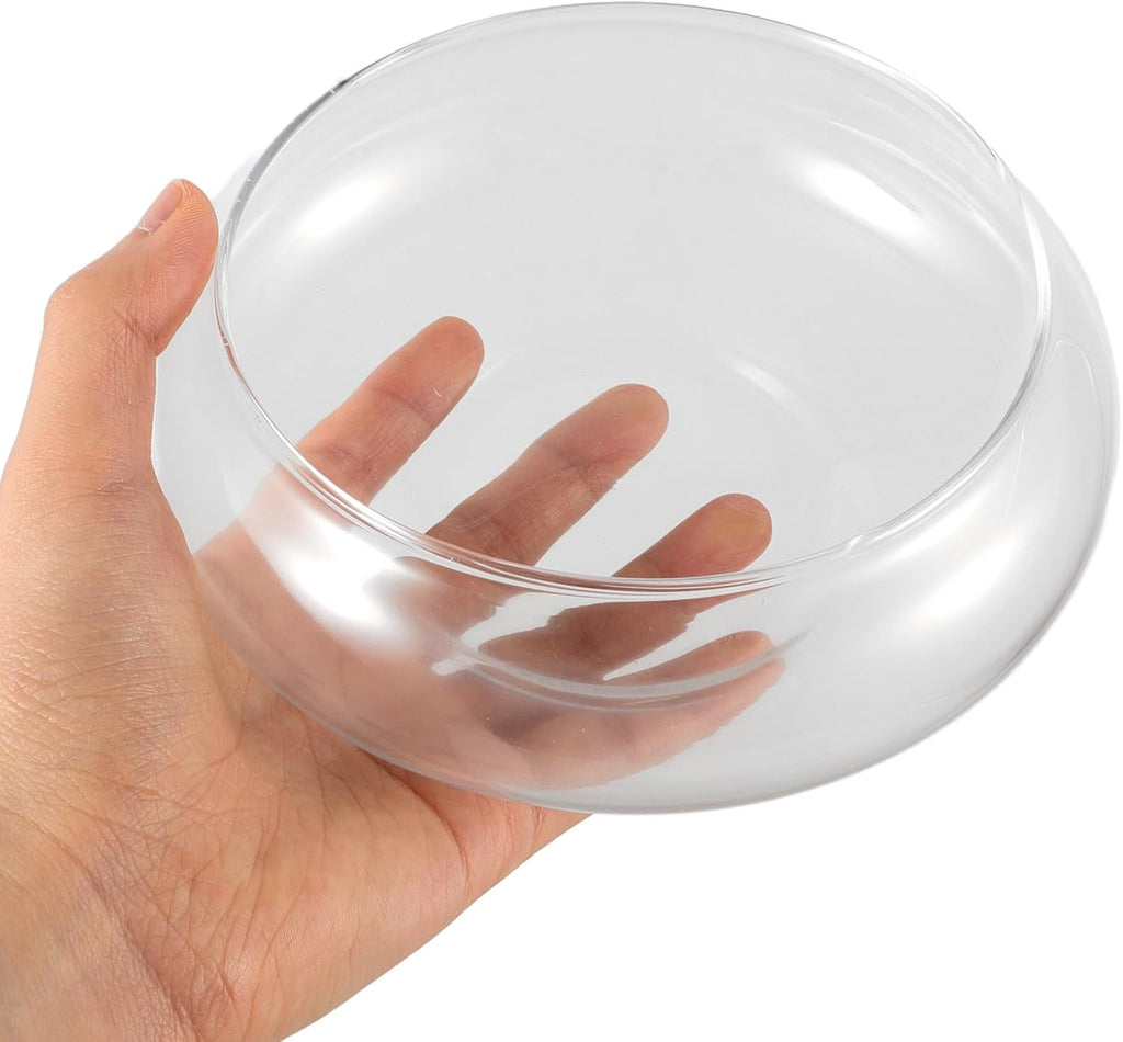 Happyyami Glass Fish Bowl Flower Glass Vase Bowl Clear Wide Mouth Round Vase Terrarium Air Plant Hydroponic Succulent Planter Floral Container Vase for Home Office Wedding S