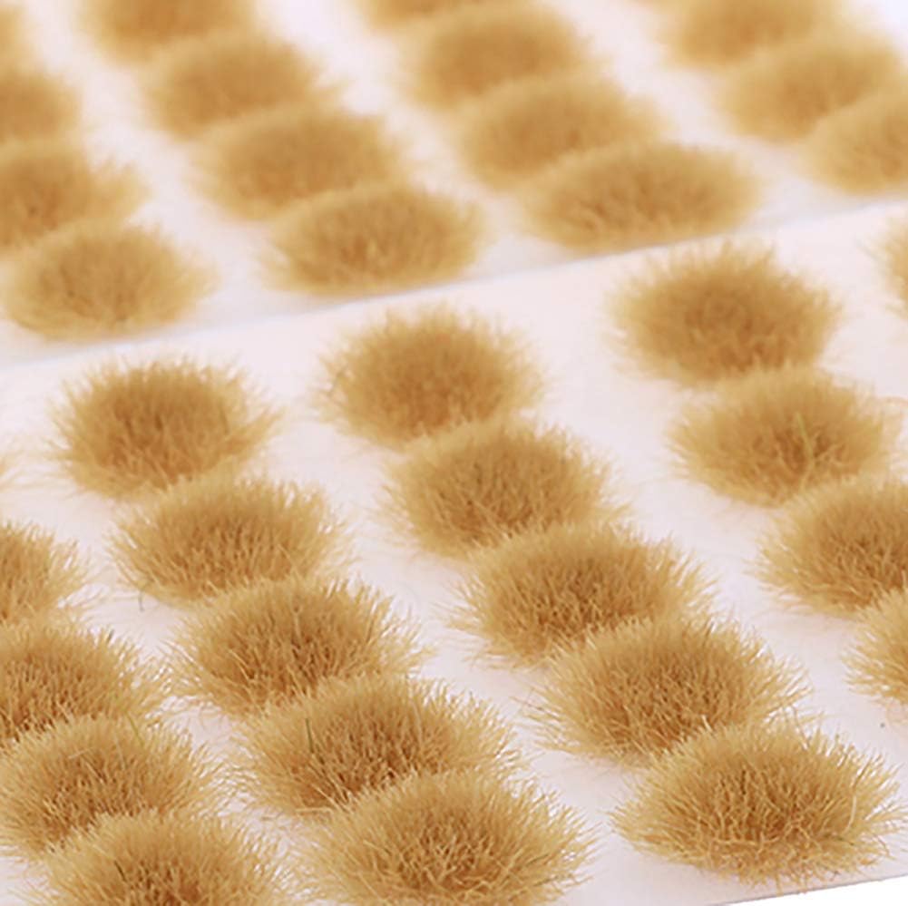 Warmtree 100 Pcs Static Grass Tuft Model Grass Tufts Railway Artificial Grass Miniature War Gaming Terrain DIY Model Railroad Scenery War Gaming Scenery (Withered Yellow)
