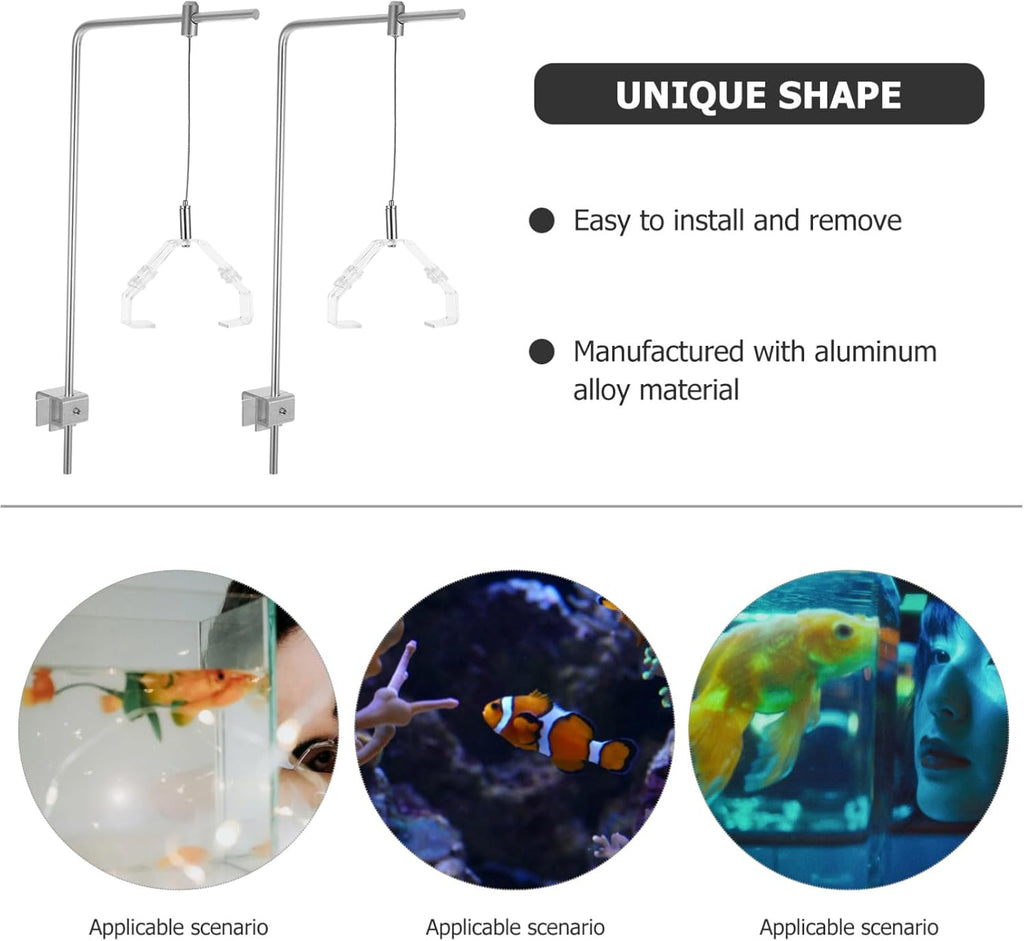BESPORTBLE 2Pcs Aluminum Alloy Aquarium Light Mount Stand - Adjustable High Brightness Aquarium Lighting Holder for Freshwater & Saltwater Fish Tanks, Easy Installation, 15.74 X 9.84 Inches