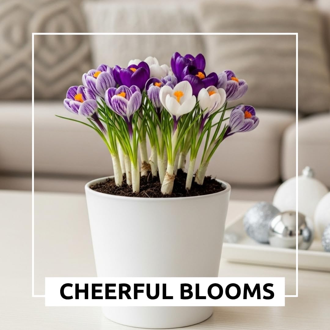 Pre-Chilled Crocus Bulbs for Forcing Indoors – Holiday Gift of Winter Cheer – Easy Flowers in Pots or Planters – Bloom Indoors or Plant Outdoors – Hostess, Teacher or Office Exchange Gift (5 Bulbs)