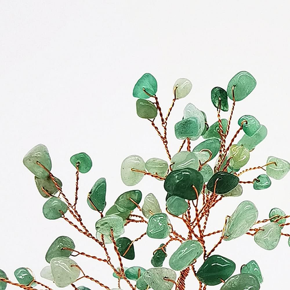 Quartz Crystal Feng Shui Money Tree Natural Agate Flakes Geode Base Bonsai Style Decoration for Luck and Wealth 3.6"- 4.6"(Green)