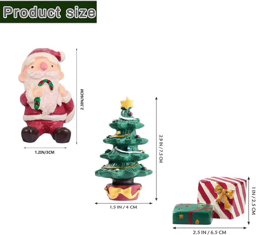 3 Pcs Christmas Aquarium Decoration - Cute Resin Ornament Fish Tank Decoration, Santa Christmas Tree Statue Supplies for Reptile House Cave Aquarium Xmas Decor
