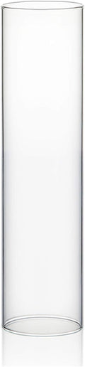WGVI Hurricane Candle Holder Sleeve, Wide 2.5", Height 10", Clear Glass Cylinder Candleholder, Chimney Tube, Open Ended Candle Shade, 1 Piece