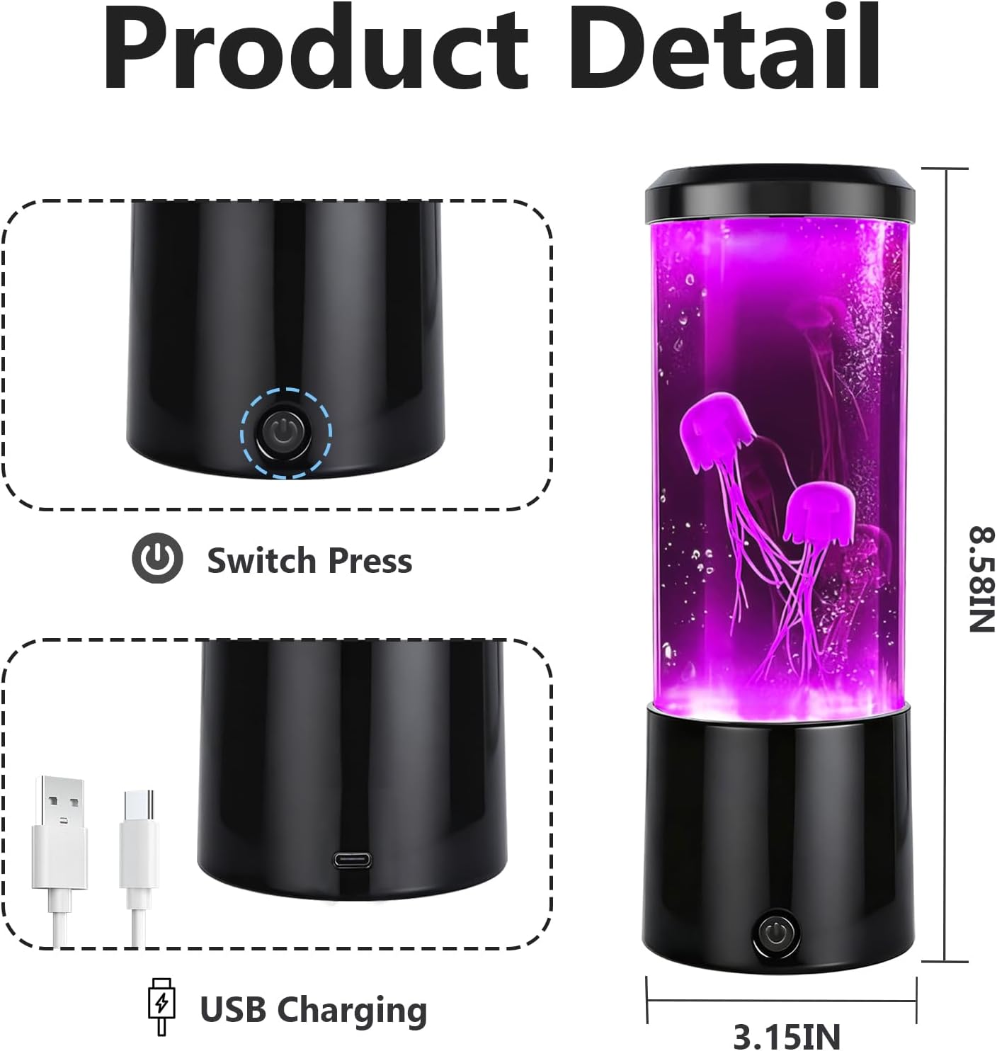 Jellyfish Lamp,Jellyfish Aqaurium Light Table Lamp with 7 Color Changing,Aquarium Fish Tank Night Light Decorations for Home Office Christmas Gifts for Kids Adults