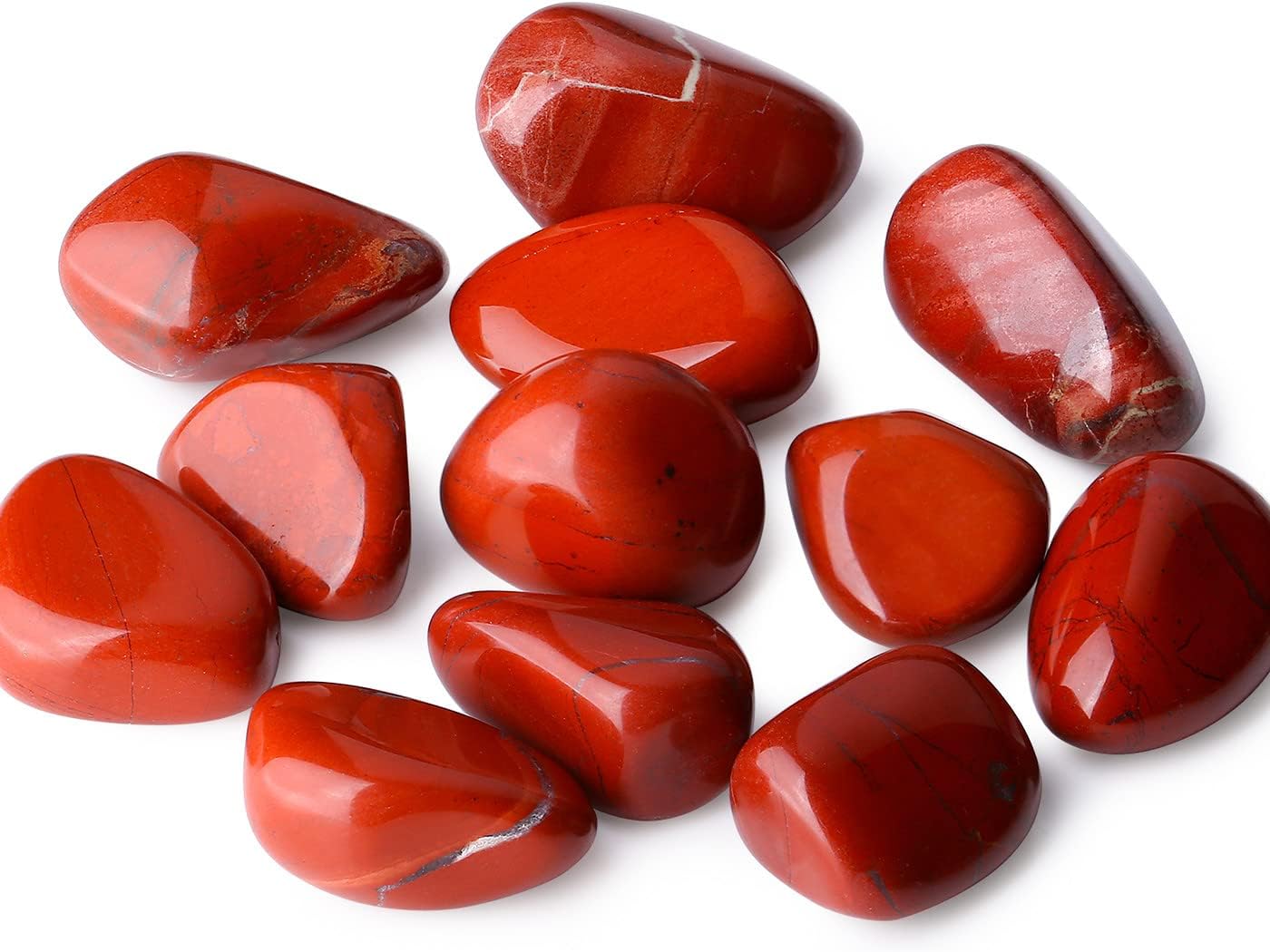 DUQGUHO Red Jasper Healing Crystals Stones Set Natural Tumbled Polished Irregular Pebble Stones Fish Tank Rocks 0.45 lbs