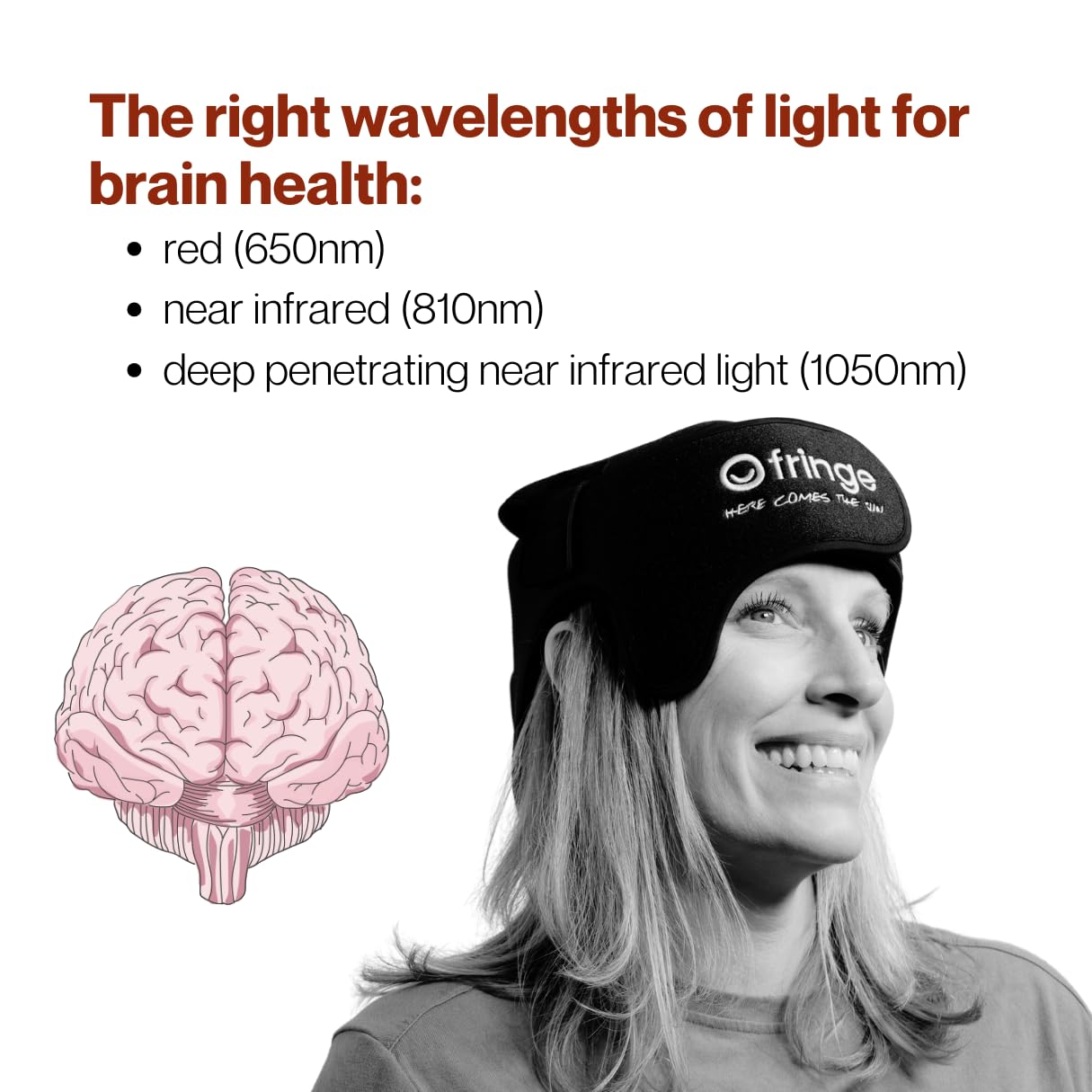 Fringe Red Light Therapy Wrap for Head & Hair, Both Red Light 660nm and Infrared Light 850nm, 360 LED Lights, Sports Recovery