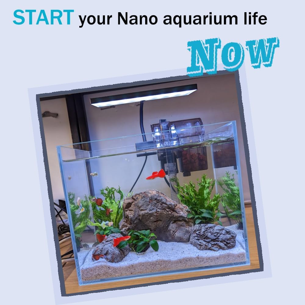 Aquarium Light, 3 Mode Clip on Fish Tank Light with Timer Function, Full Spectrum Aquarium Plant Light, Adjustable Brightness, for 10-20 Inch Fish Tank