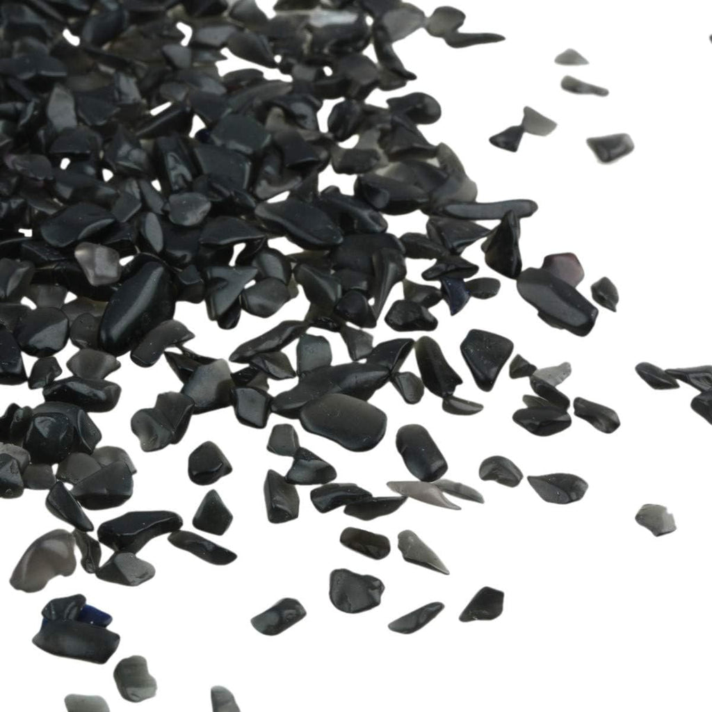 SUNYIK Fluorite/Black Obsidian Tumbled Chips Crystal Crushed Pieces Irregular Shaped 1pound(About 460 gram)