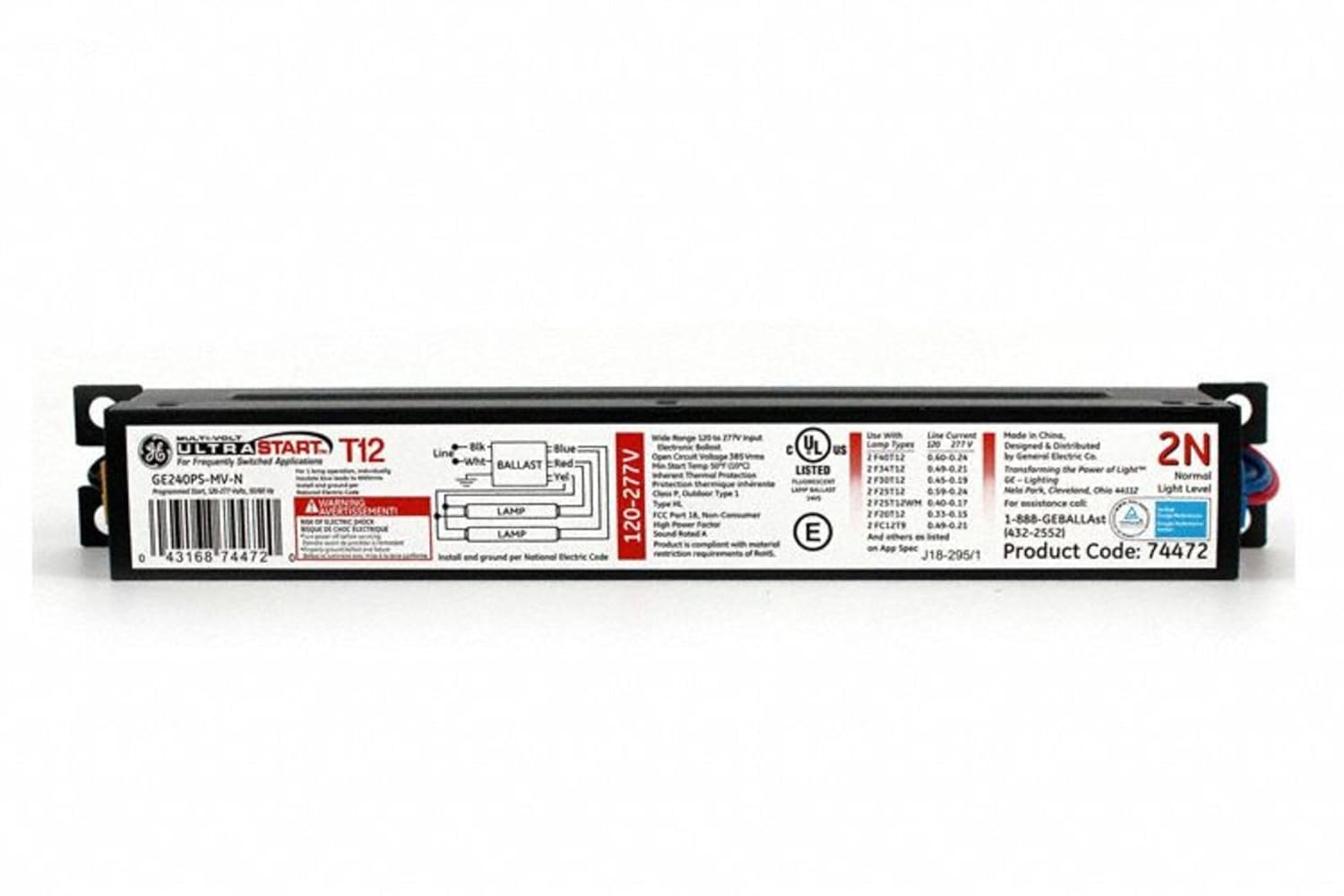 GE454MVPS90-F Ultra Start T5 Ballast