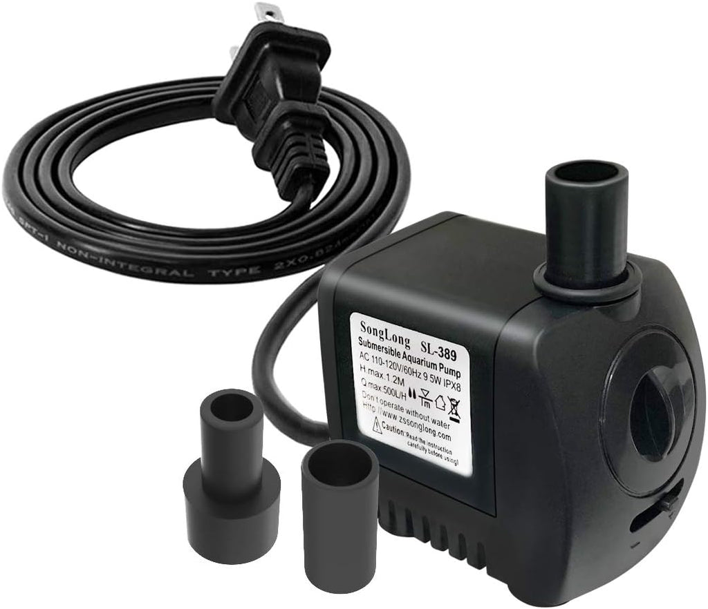 Submersible Pump 130GPH Ultra Quiet 4ft High Lift for Fountains, Hydroponics, Ponds, Aquariums & More…