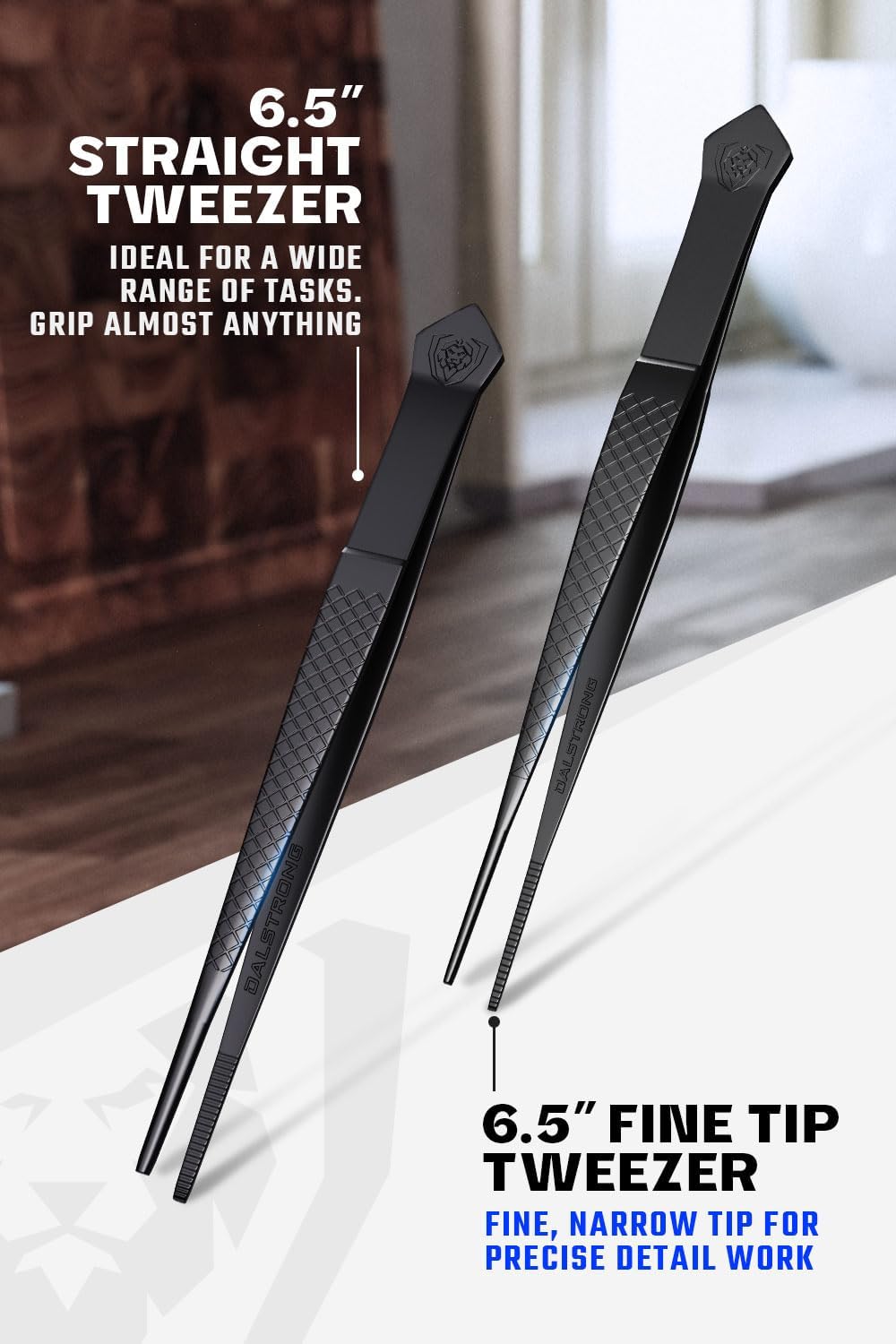 Dalstrong Professional Food Tweezers-Giftable 4pc Set-6.5"-High-Precision Tweezer Tongs-Black Titanium Coating-Plating, Multi-use-304 Stainless Steel-Culinary Fine Use-Metal Kitchen Tongs