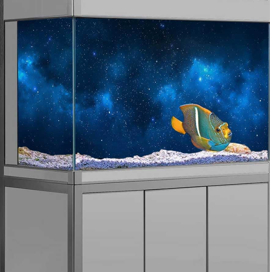72X18IN Starry Aquarium Background, Art Starry Fish Tank Decorations Background, with 8 EVA Double-Sided Tape