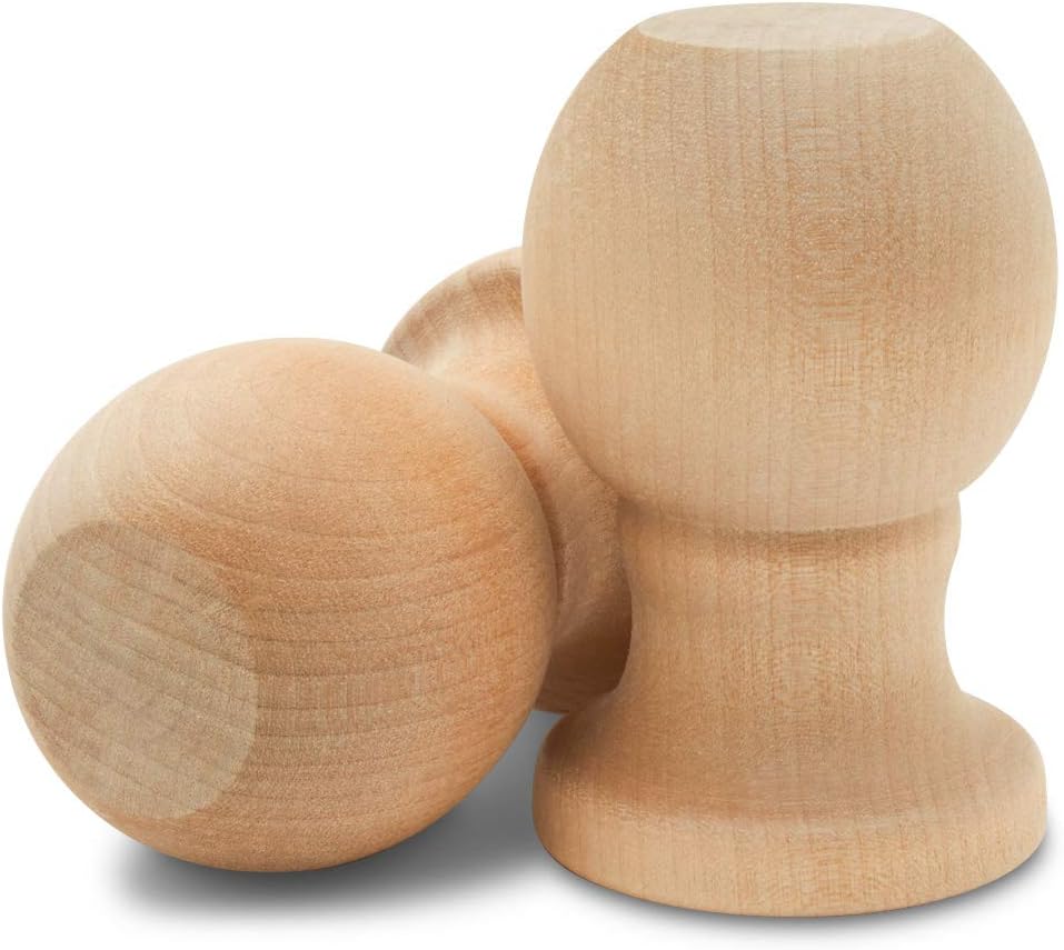 Wooden Flag Pole Finials, 3-inch Wood Flag Pole Topper with 1-inch Hole, Pack of 25 Craft Finials, by Woodpeckers