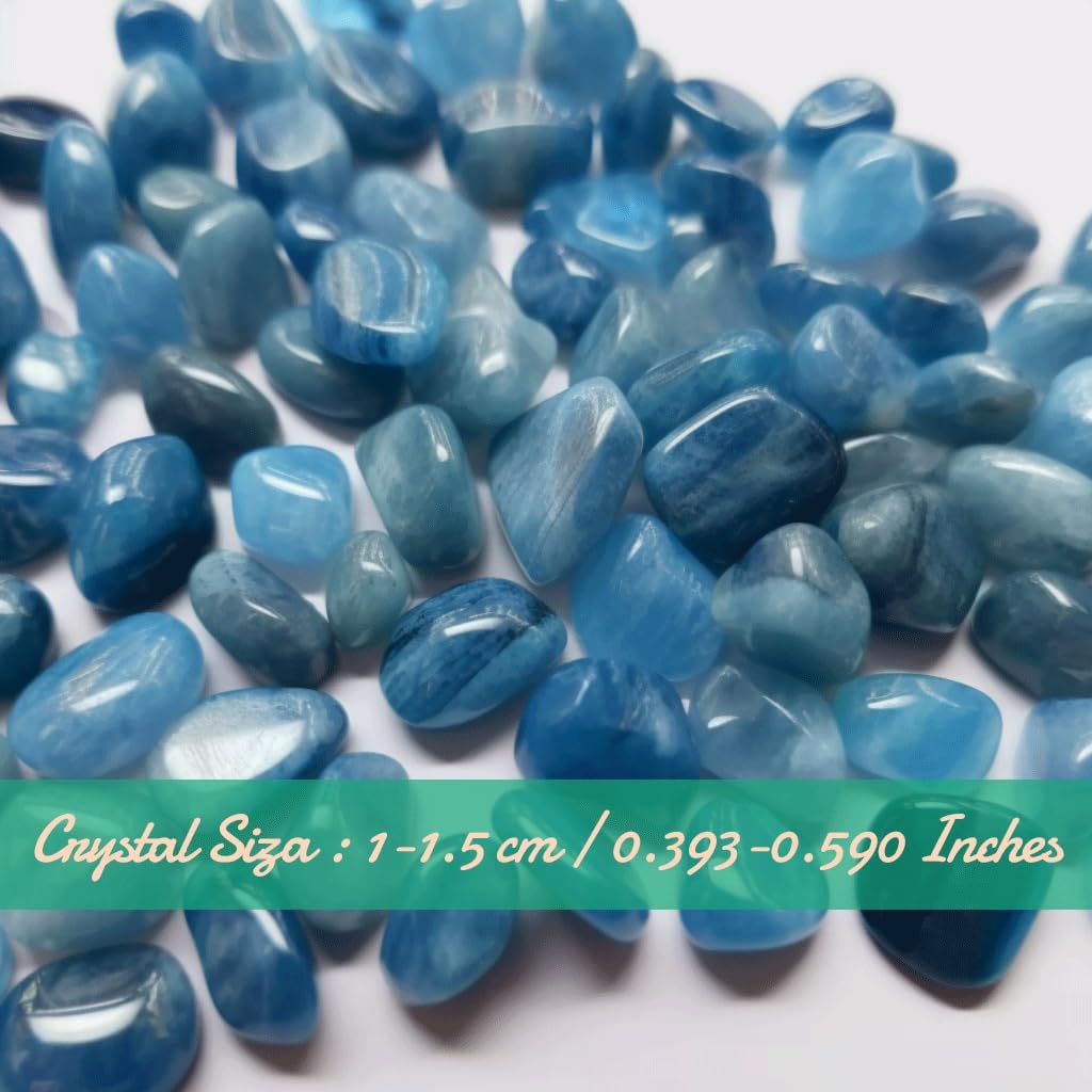 Polished Blue Apatite Crystals - 10 oz, 0.5" Handpicked Natural Tumbled Gemstones Rocks, Pebbles for Reiki, Chakra, Healing Home Decor