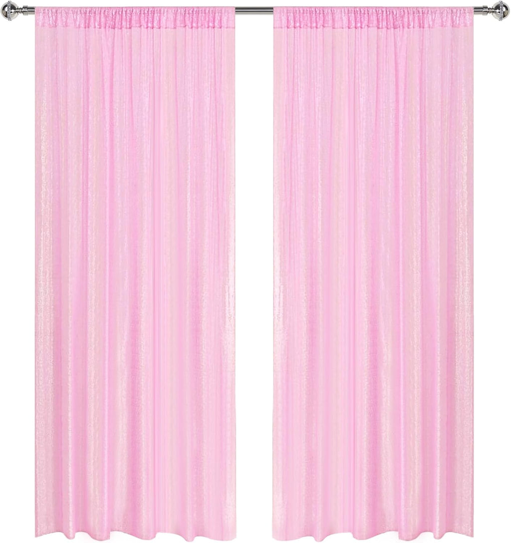 Sugargirl Matte Pink Sequin Backdrop Curtain 2 Panels 2FTx8FT Glitter Pink Background Drapes Sparkle Photography Backdrop for Party Wedding Birthday Wall Decoration