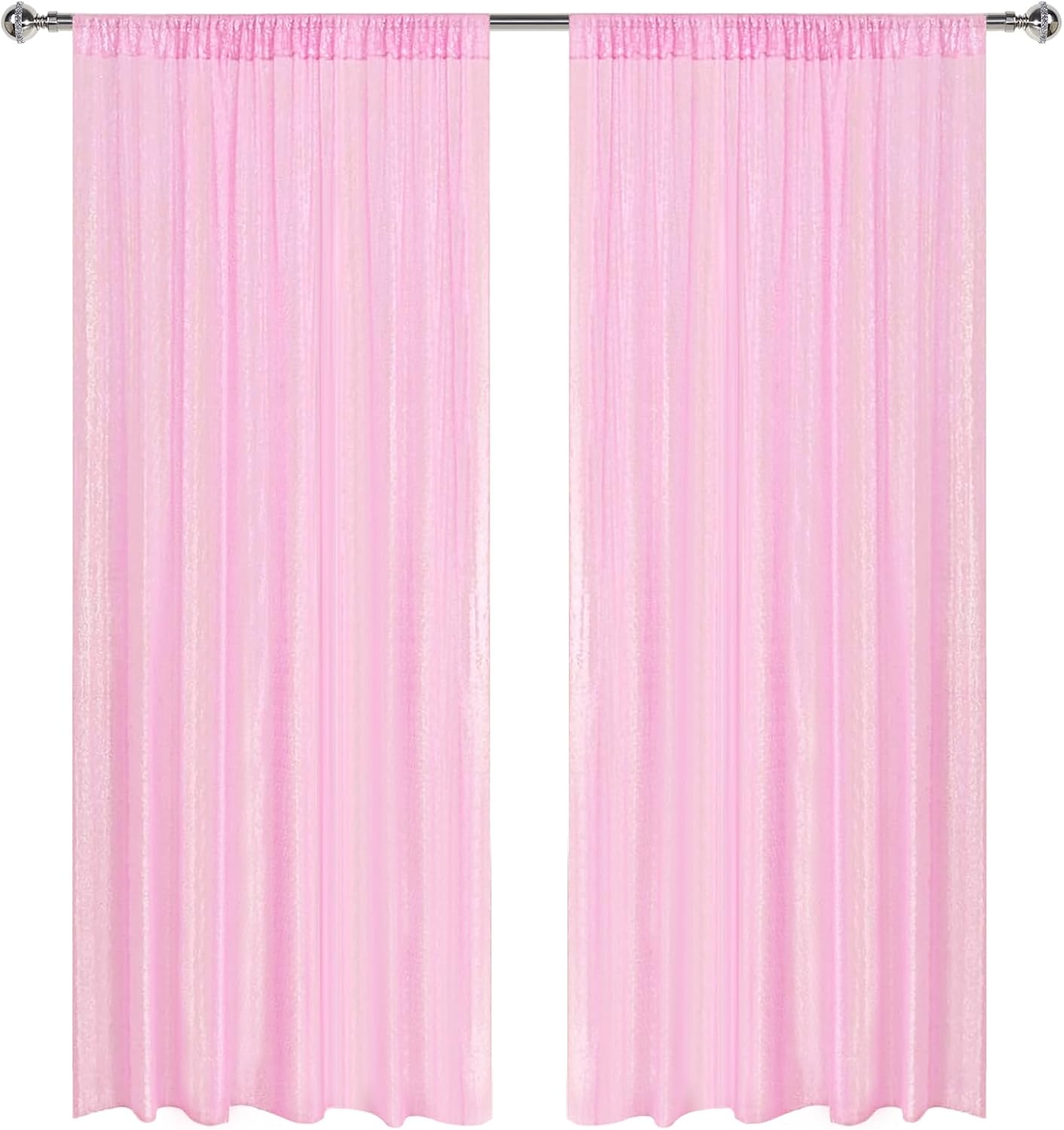 Sugargirl Matte Pink Sequin Backdrop Curtain 2 Panels 2FTx8FT Glitter Pink Background Drapes Sparkle Photography Backdrop for Party Wedding Birthday Wall Decoration