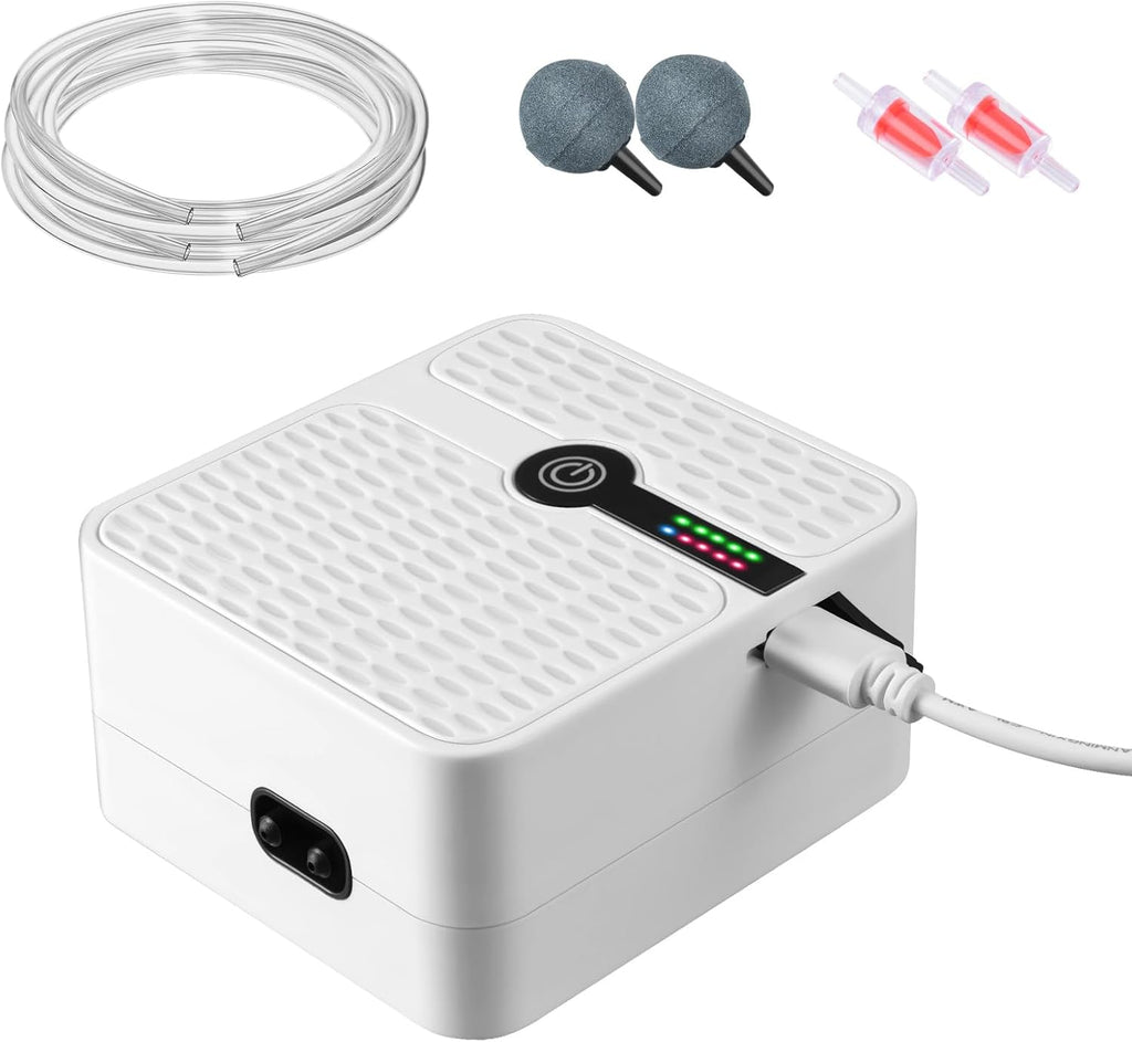 FEDOUR Battery Powered Aquarium Air Pump, Portable USB Rechargeable Oxygen Pump, Whisper Aerator Bubbler for up to 120Gal Fish Tanks, Outdoor Fishing, Aquatic Transport, Aquatic Markets