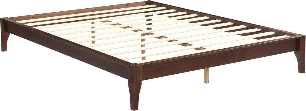 Merax Queen Size Bamboo Wood Platform Bed with No Headboard, Under Bed Storage, Wood Slat Support, No Box Spring Needed, Easy Assembly, Chocolate
