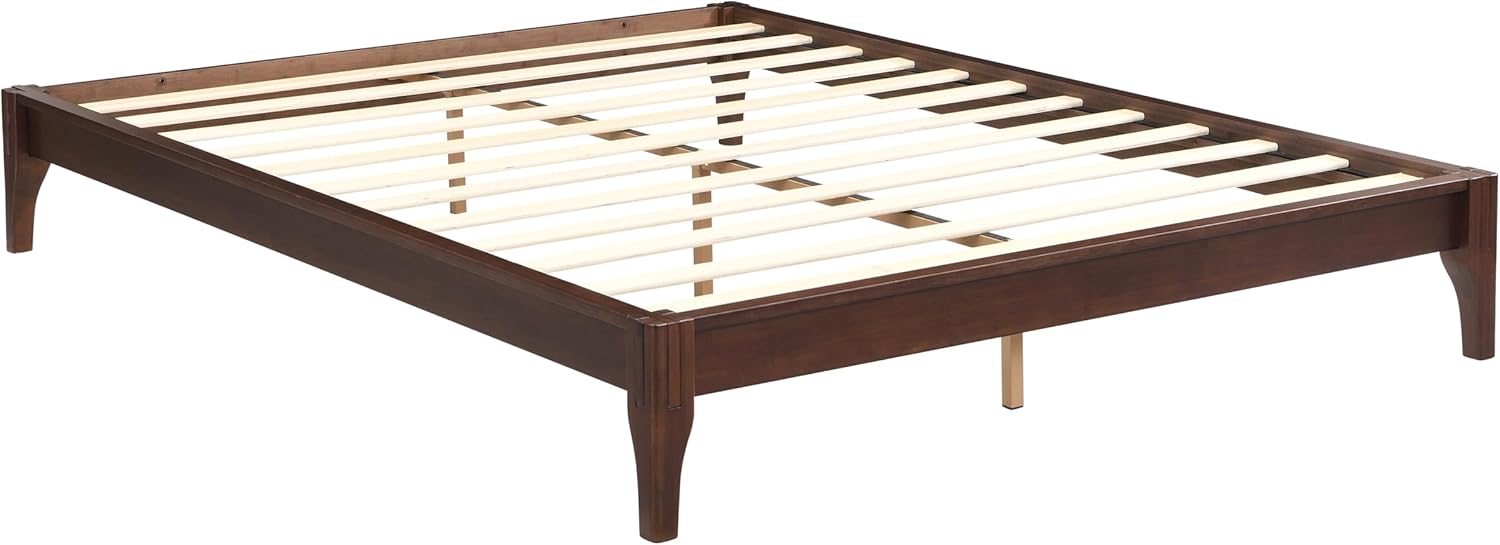 Merax Queen Size Bamboo Wood Platform Bed with No Headboard, Under Bed Storage, Wood Slat Support, No Box Spring Needed, Easy Assembly, Chocolate