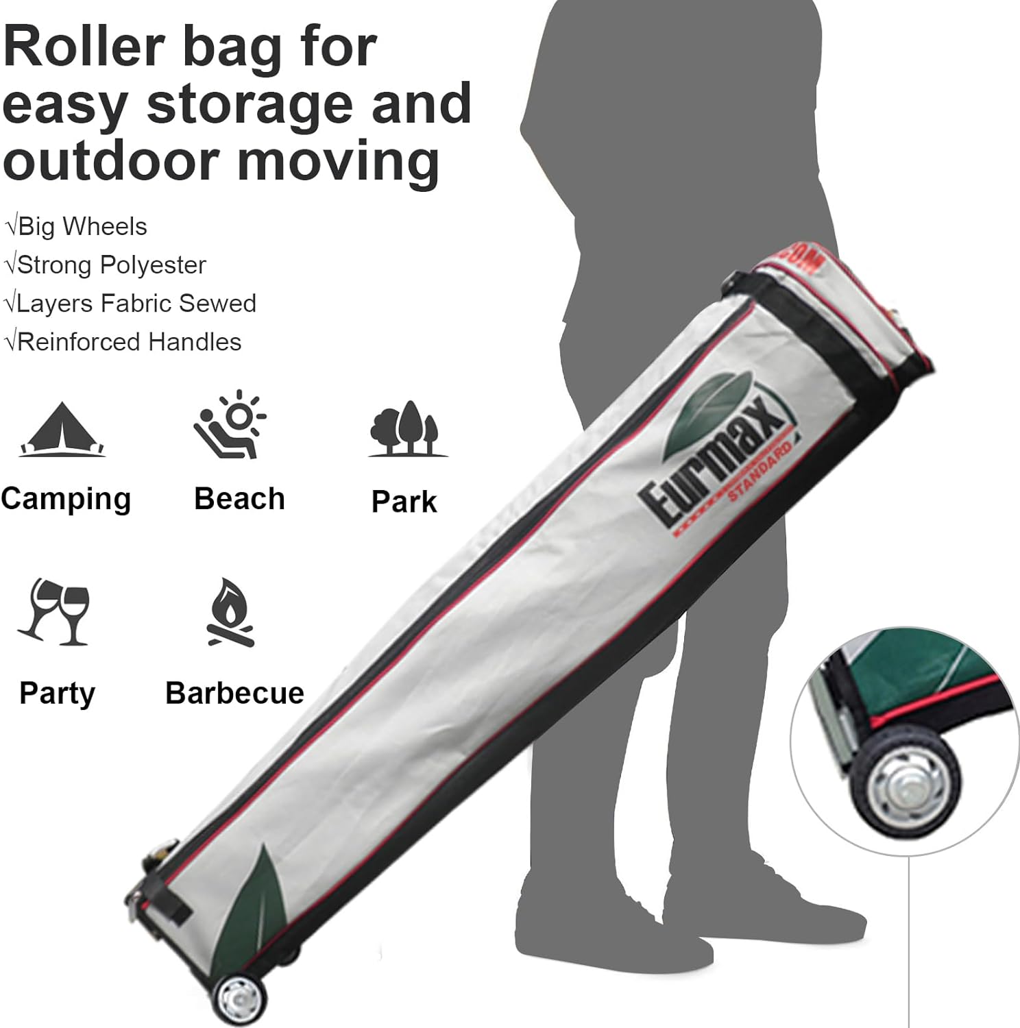 Eurmax USA Standard 10x10ft Patio Pop Up Canopy Tent for Outdoor Events Commercial Instant Canopies with Heavy Duty Roller Bag,Bonus 4 Canopy Sand Bags (Turquoise)