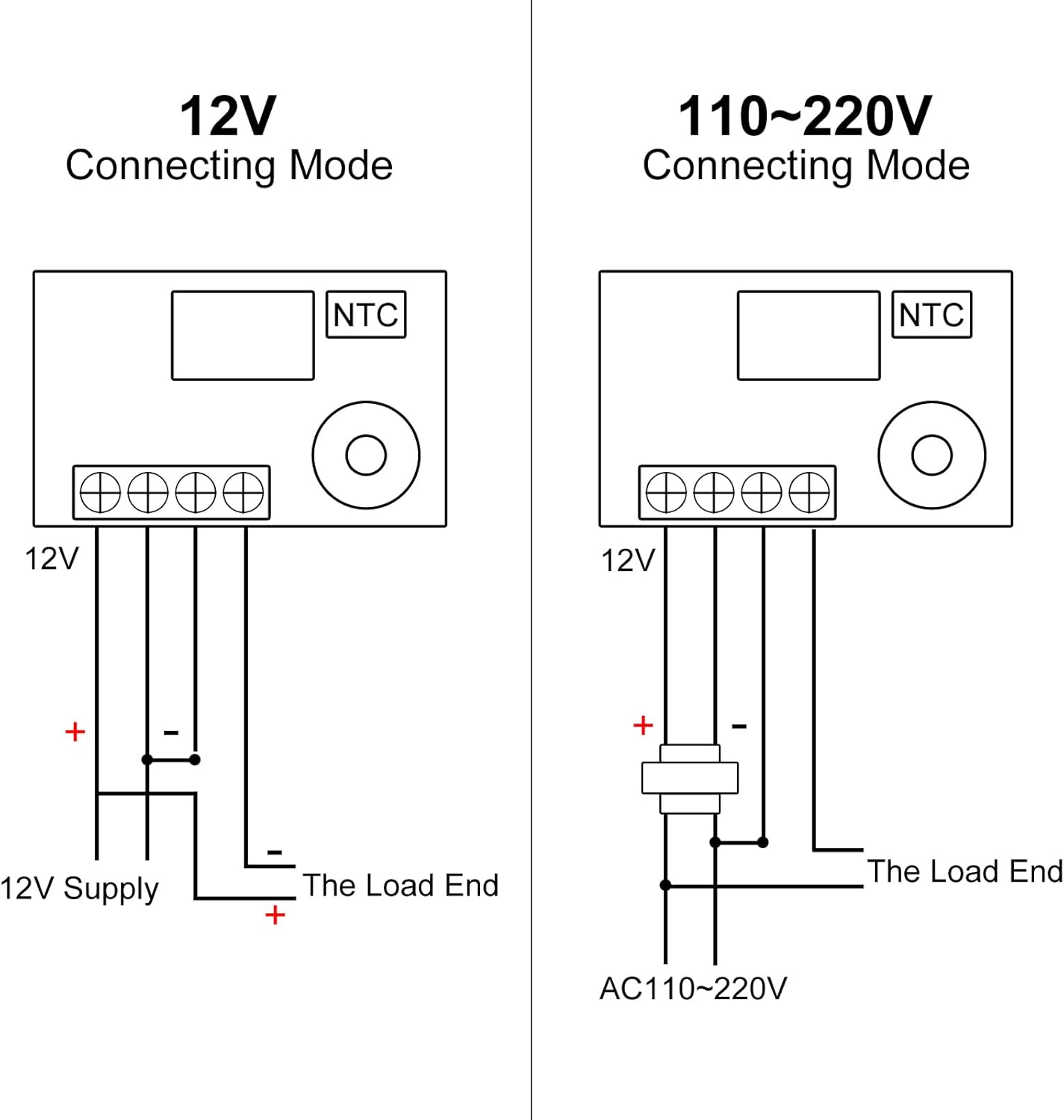 1PCS Digital Thermostat Controller -58F to 230F Programmable Heating Cooling Switch 12V DC with Waterproof NTC Sensor Dual Color LED Display for HVAC Aquarium