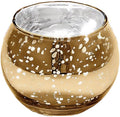 WGVI Gold Speckled Glass Tea Light Votive Candle Holder, Width 3", Height 2.5", Small Globe Bubble Bowl Round Vase, Mercury Votive Tabletop Décor, 1 Piece