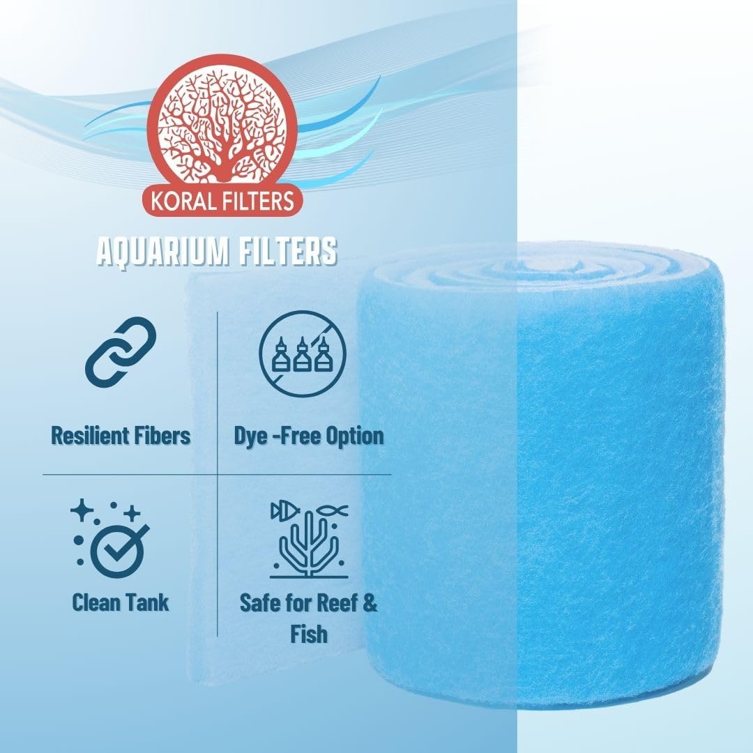 Premium Aquarium Filter Media Pad - Cut-to-Fit Roll, Fresh and Saltwater Safe, Blue & Dye-Free Options, Made in USA(Blue Bonded, 12"x96"(8 ft) by 0.75")