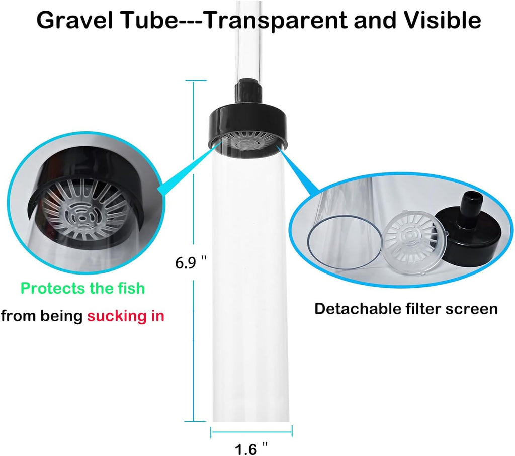 5ft-S Aquarium Siphon Vacuum Cleaner, Hand Siphon Pump Water Changer for Fish Tank Cleaning Gravel & Sand