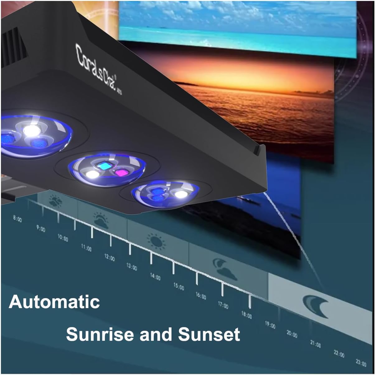 Aquarium Reef LED Light,30W Cree Spectrum Marine Saltwater Coral Aqua Knight LED Light Lamp with Timer and Sunrise Sunset Control for LPS/SPS Fish Nano Tank