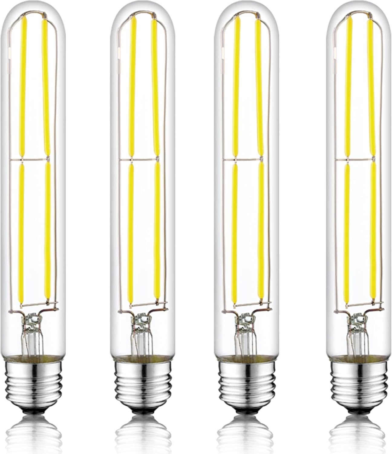 7.3 Inch E26 Led Bulb 6W Dimmable, 6000K Cool White Edison Bulbs 800LM, Equal 80 Watt Tubular T10 T9 Long Clear Glass Light Bulb for Rustic Pendant Industrial Pipe Wall Sconces - 4Pack