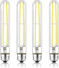 7.3 Inch E26 Led Bulb 6W Dimmable, 5000K Daylight Edison Bulbs 800LM, Equal 80 Watt Tubular T10 T9 Long Clear Glass Light Bulb for Rustic Pendant Industrial Pipe Wall Sconces - 4Pack