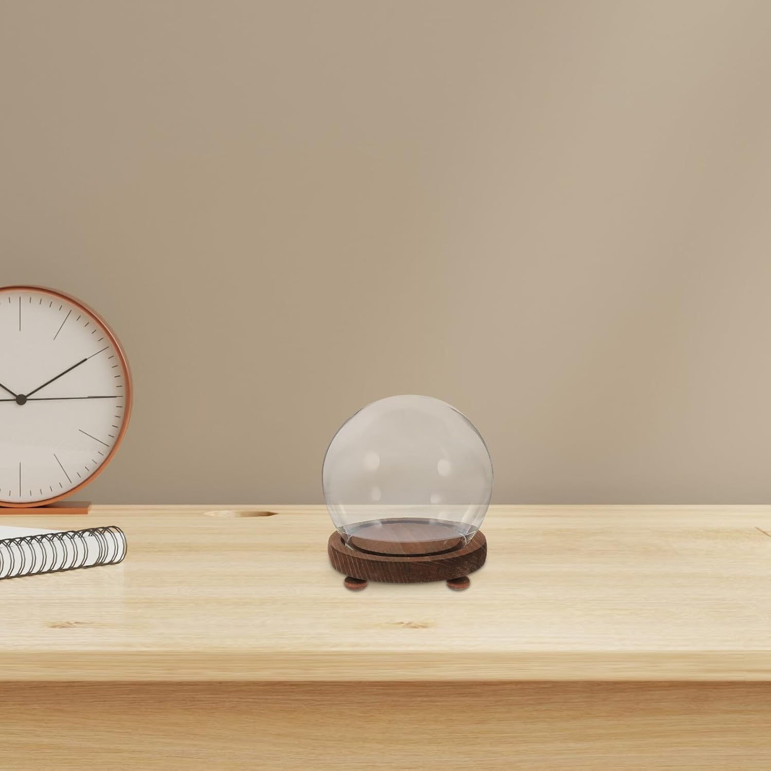 Clear Glass Cloche Display Dome Bell Jar with Wood Base Diy Snow Globe Kit Keepsake Display Case Terrarium for Preserved Plant Succulent Craft 3.9 Inch
