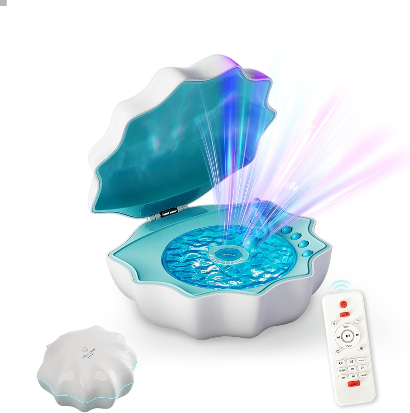 Ocean Wave Projector Light, Shell Night Light Built-in Bluetooth Speaker, Remote Control, White Noises for Home Decor/Relaxation/Party/Music/Gift (Blue)