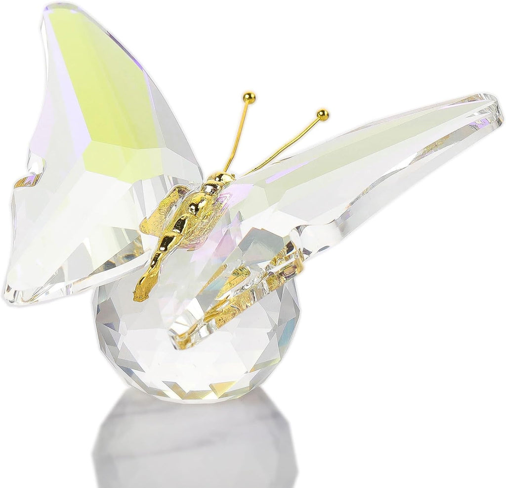 Movdyka Crystal Butterfly Decor Figurines for Mom Wife Women, Colorful Glass Butterfly Craft Desk Office Dcorations Table Centerpieces, Animal Ornaments Paperweight