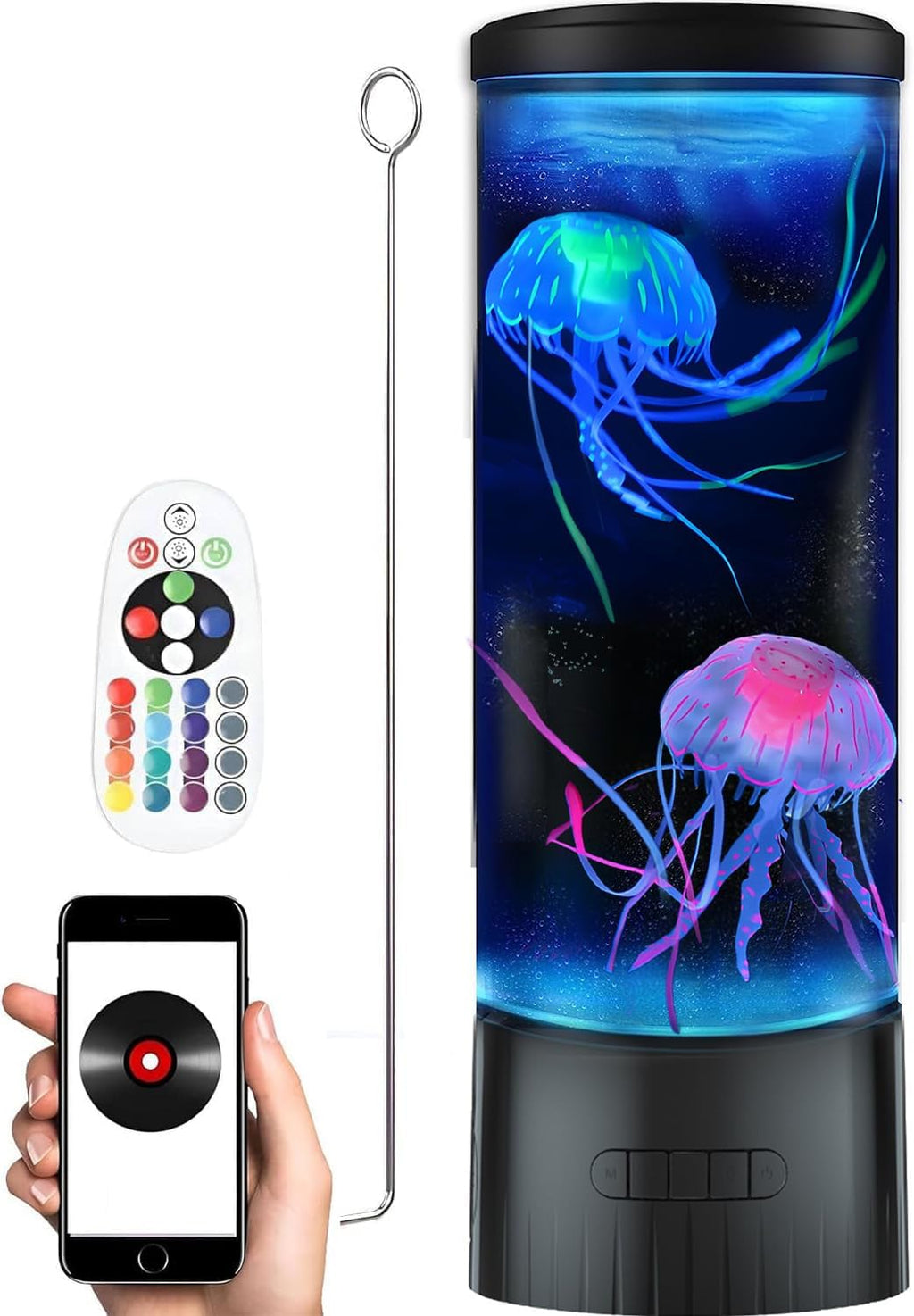 CALOVER Jellyfish Lamp - Cool Ocean Decor Jelly Fish Aquarium Light Tank with Speaker White Noise - Unique Sensory Lights Gifts for Kids & Adults