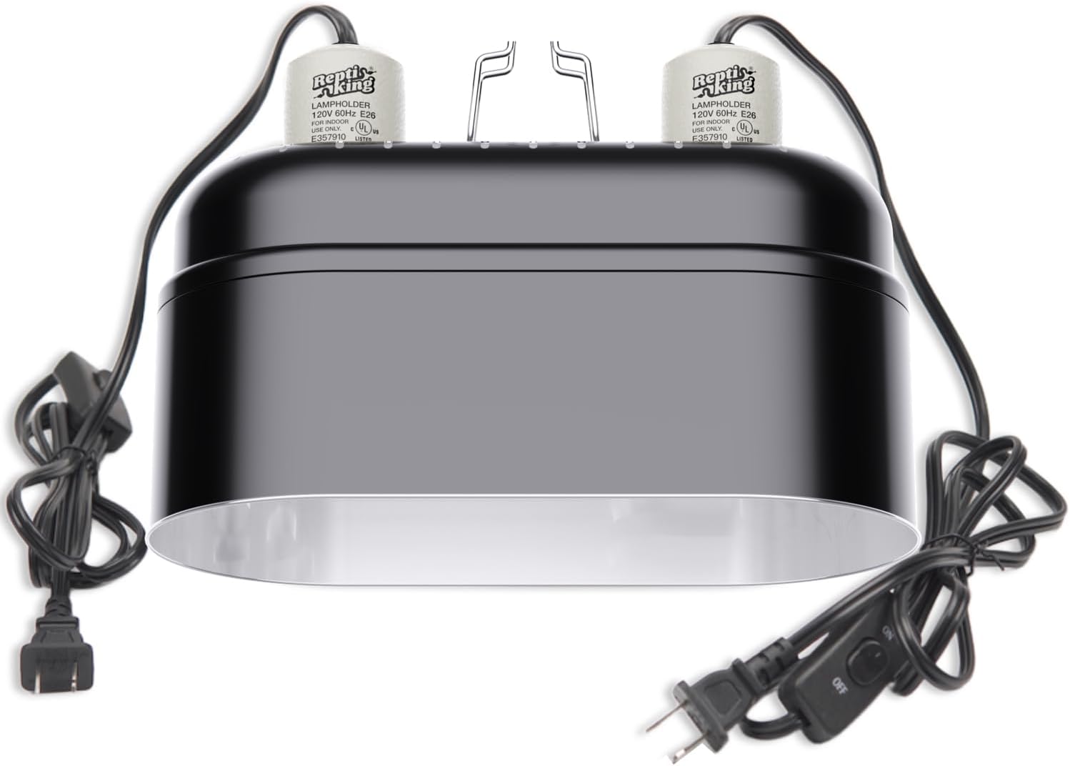 Reptile Light Fixture – Dual Dome with Ceramic Socket – Dual Use for Heat Lamp Emitter & Basking Bulbs & UVB Bulbs – Ideal for Bearded Dragon, Snake, Chameleon, Turtle & Terrarium Tank Accessories