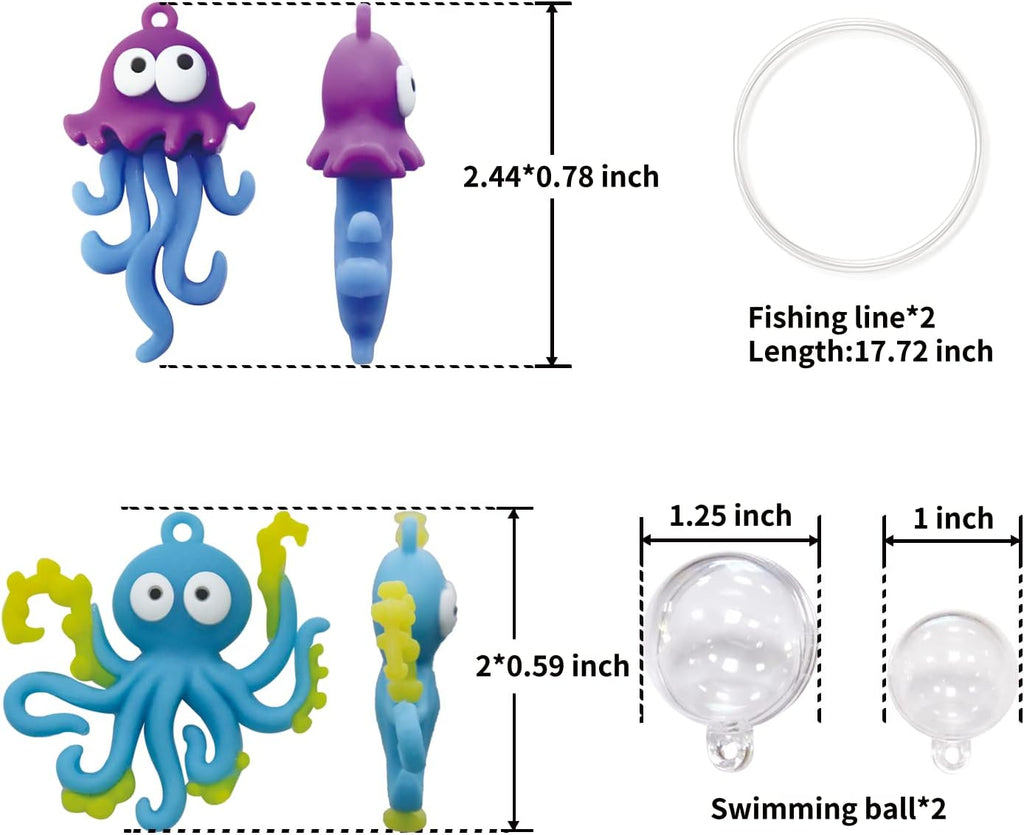 Aquarium Ornament, 2 Pcs Fish Tank Decorations Floating Decor Octopus with Floating Device,Cute Fish Tank Accessories for All Kinds of Simulated Underwater World