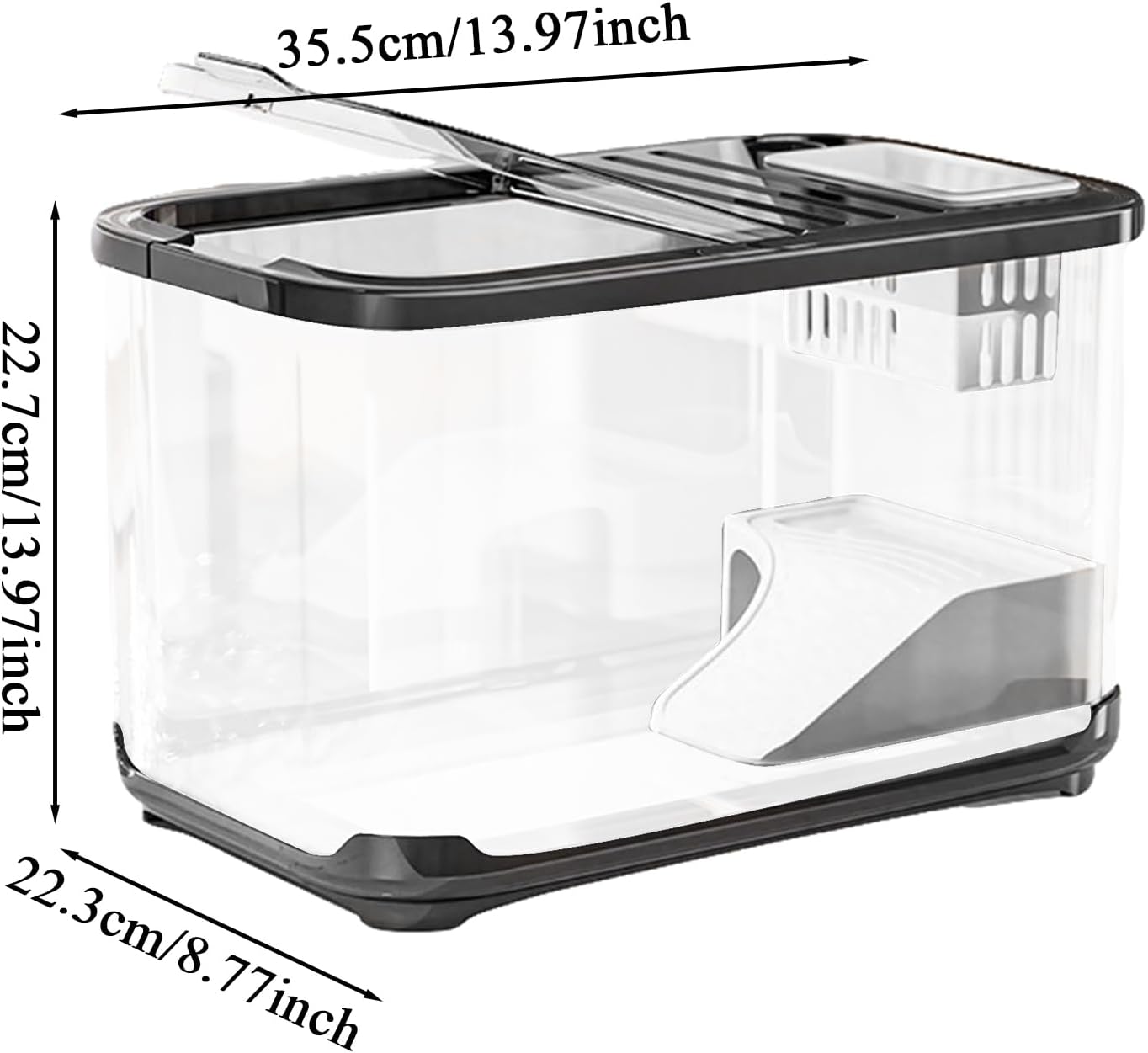 Fish Tank Kit – Starter Aquarium with Ventilated Lid, Stairs and Decor, Complete Aquatic Habitat | Suitable for Turtles Shrimp Plants Gravel Sand Saltwater Landscaping and Aquatic Life Display