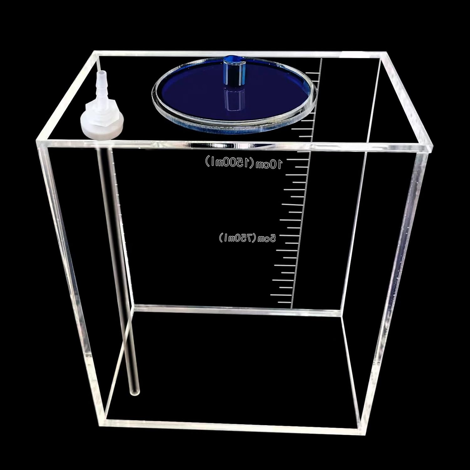 Acryli Made dosing Container, Liquid srorage Bucket, Aquarium Air Pump Accessories，dosing Pump Liquid containers,Reservoir (2.5L/0.66gal Blue lid)