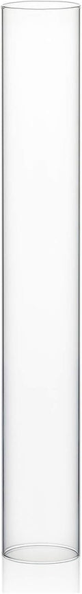 WGVI Hurricane Candle Holder Sleeve, Wide 2", Height 14", Clear Glass Cylinder Candleholder, Chimney Tube, Open Ended Candle Shade, 1 Piece