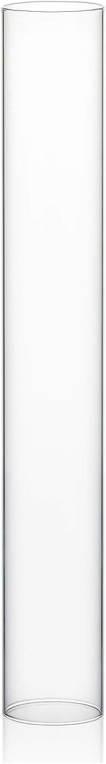 WGVI Hurricane Candle Holder Sleeve, Wide 2", Height 14", Clear Glass Cylinder Candleholder, Chimney Tube, Open Ended Candle Shade, 1 Piece