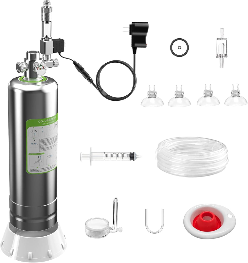 FZONE 5L Upgraded Aquarium CO₂ System with Complete Accessories, CO₂ Generator kit with Integrated Solenoid & Bubble Counter, Safety Valve, Main Switch for Planted Tanks