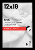 Americanflat 12x18 Poster Frame with Polished Plexiglass - Black Picture Frame - Wide Photo Frames Made of Engineered Wood for Vertical or Horizontal Wall Display - Epic Collection - Black