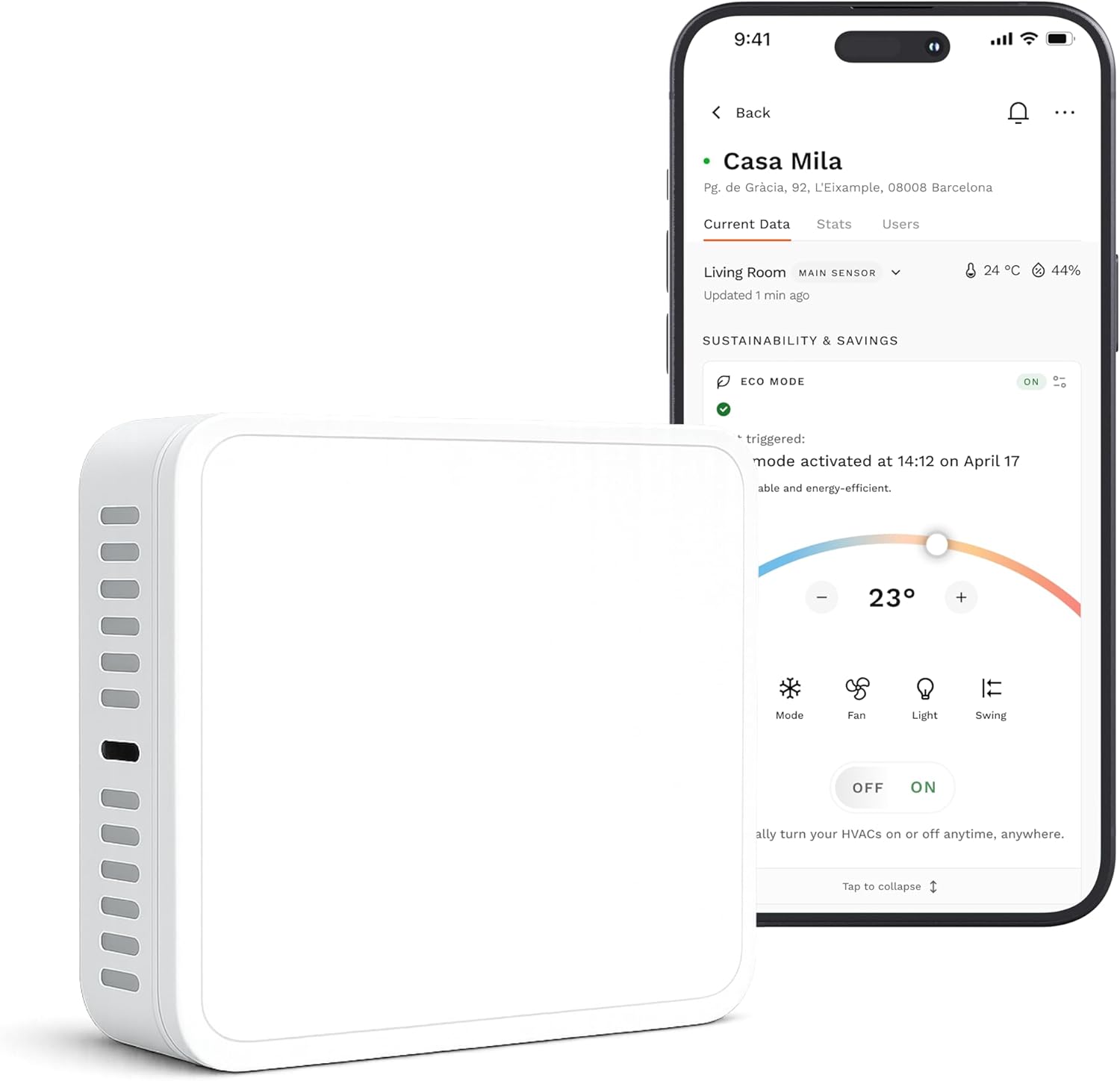 Smart Sensor for Air Quality Monitor, AC Control CO, WiFi Quality, Energy Savings Monitoring | Ideal for Airbnb, Homes & Offices | Tracks Temp, Humidity, Smoke, Noise & More