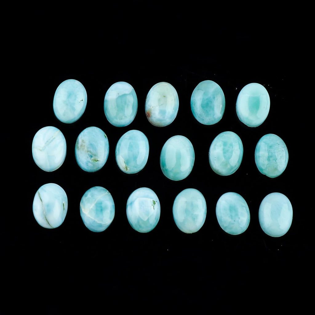 CRYSTALIS Wholesale 25cts, 8x6mm Natural Larimar Loose Gemstone Bulk Cabochons Jewelry Making Supply, Chakra Healing Polished Stones, Wire Wrapping, DIY, Gem Collection, 16+pcs