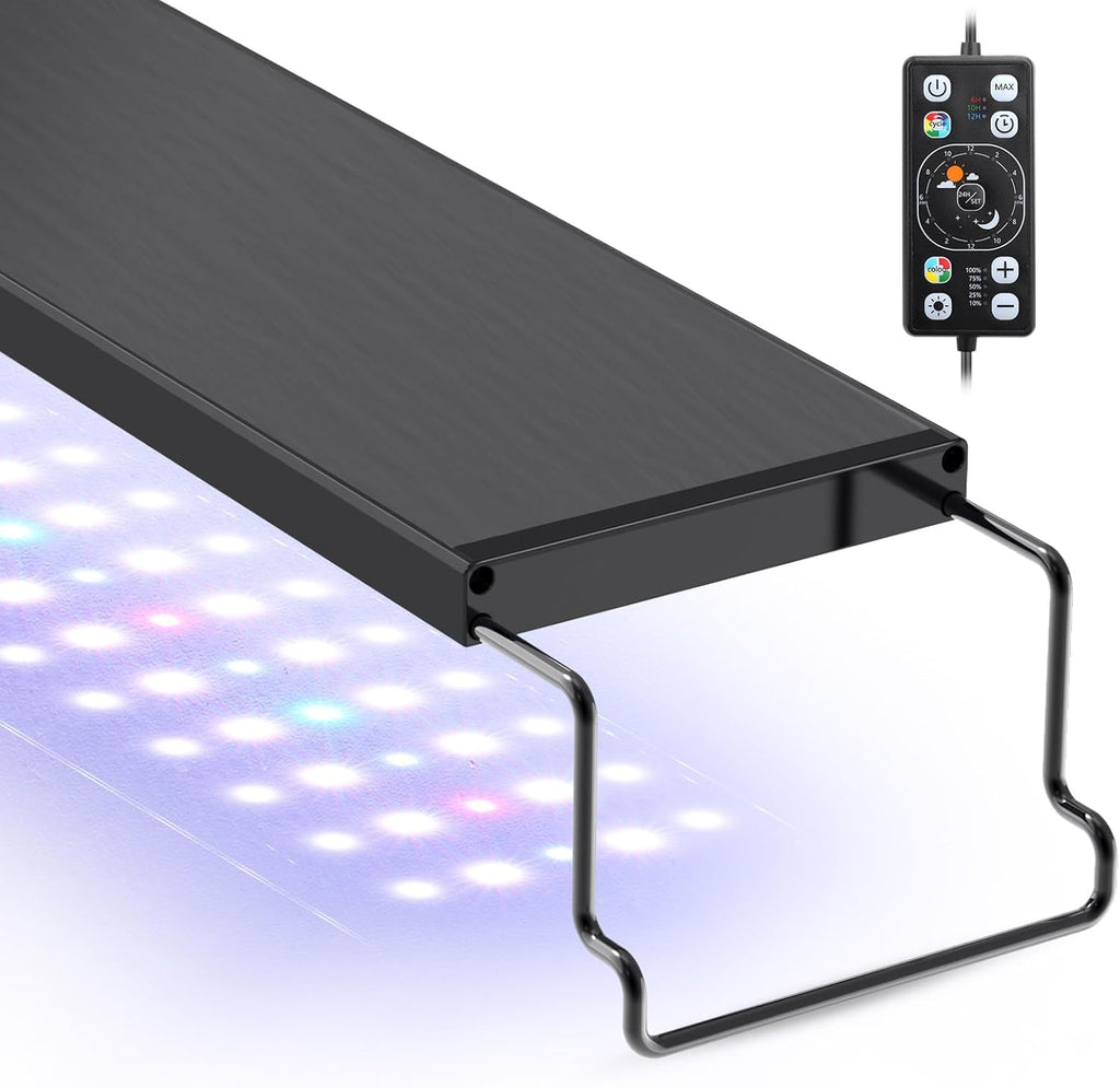 hygger Aquarium LED Light Fish Tank Full Spectrum Lighting with 24/7 Day-Night Cycle Mode & Auto On/Off Timer, Adjustable Brightness, 7 Colors Options, Extendable Bracket for 18~24inch