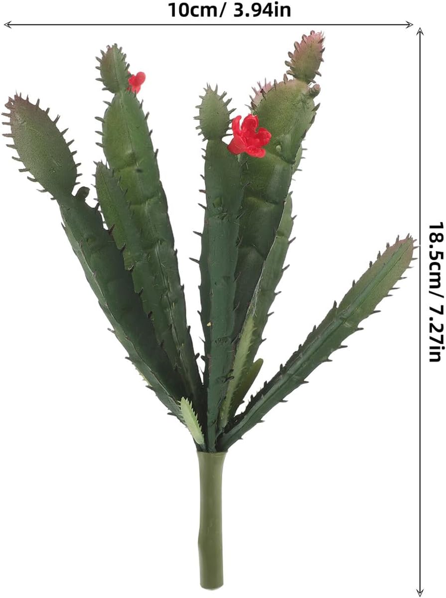 Realistic Artificial Cactus Plant with Red Flowers Mini Succulent for Office Desk Decor Space-Saving Faux Greenery Home Office Accessories and Flower Arrangement