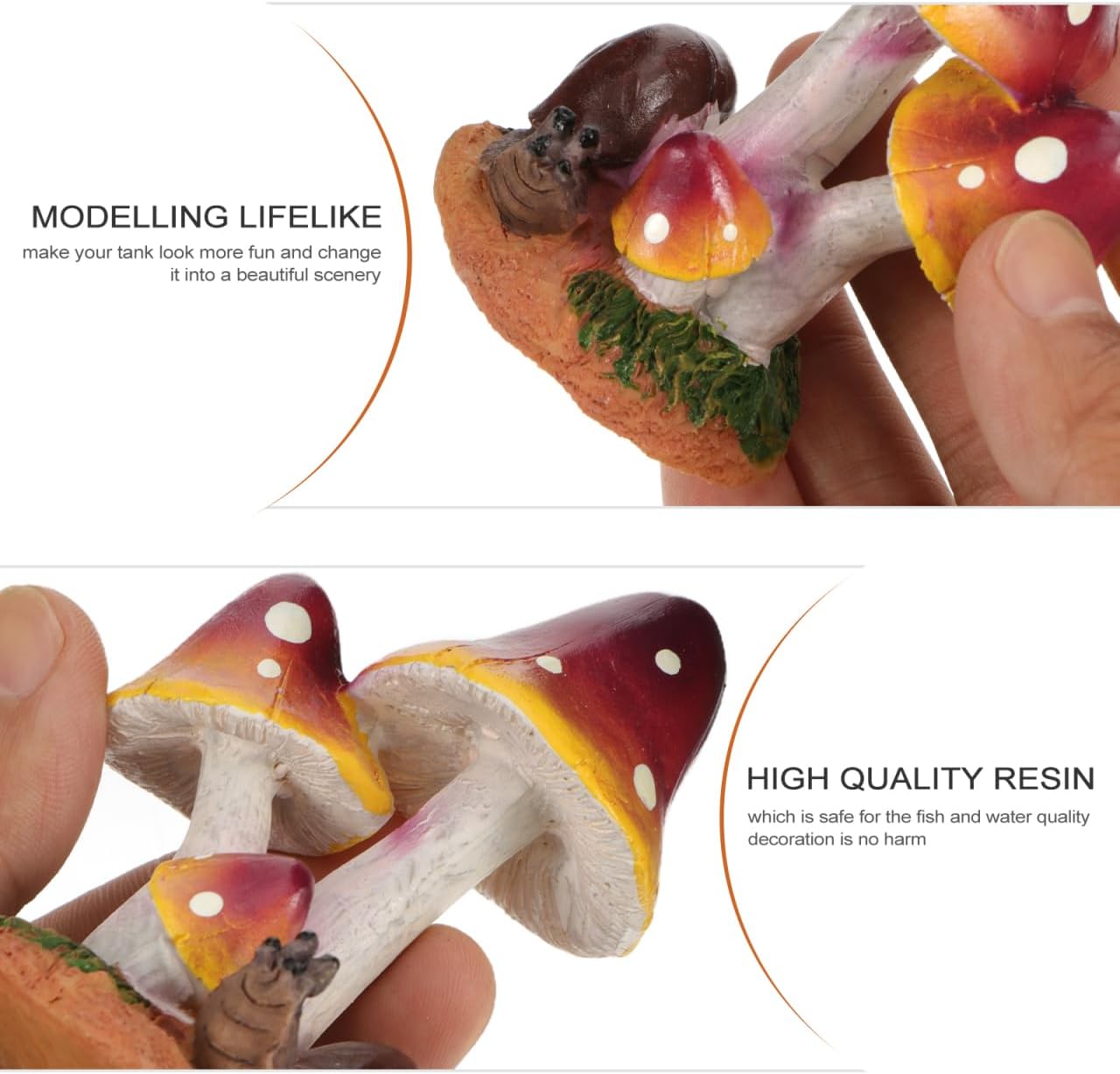Balacoo Miniature Fairy Garden Mushrooms: Resin Mushroom Snail Figurines - Fairy Garden Decor for Aquarium, Potted Plants, Landscape Crafts